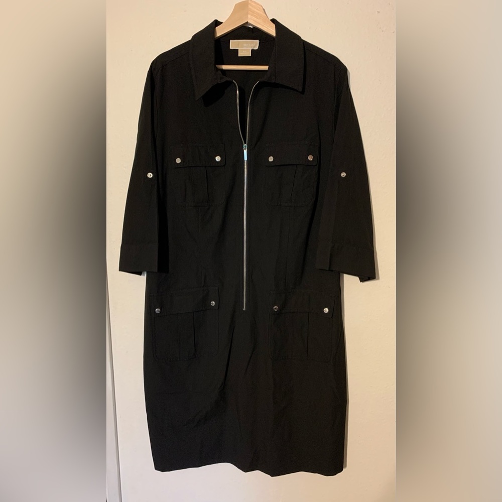 Michael Kors black shirt dress with silver detailing
